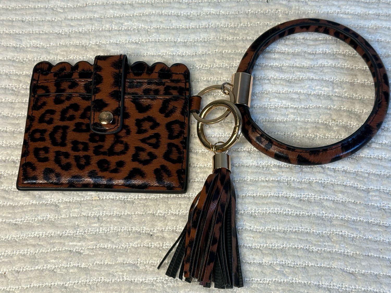 Unbranded, Leopard, Vegan Leather Card, Wallet, Tassel, And Wristlet