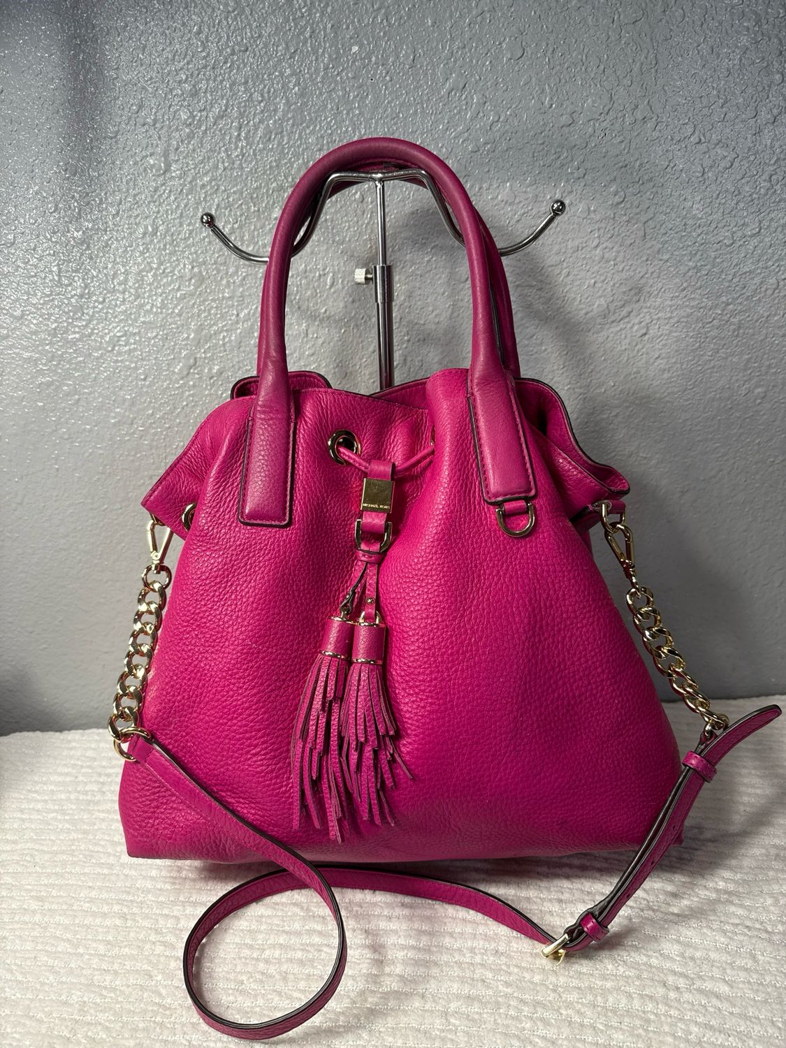 Michael Kors hot pink pebbled leather Camden satchel
