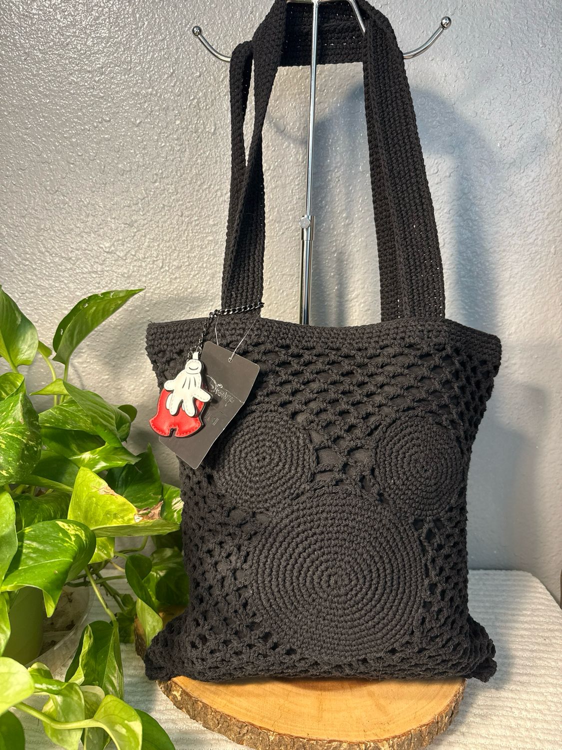 Box Lunch Disney’s Mickey Mouse Black Crocheted Tote New With Tags