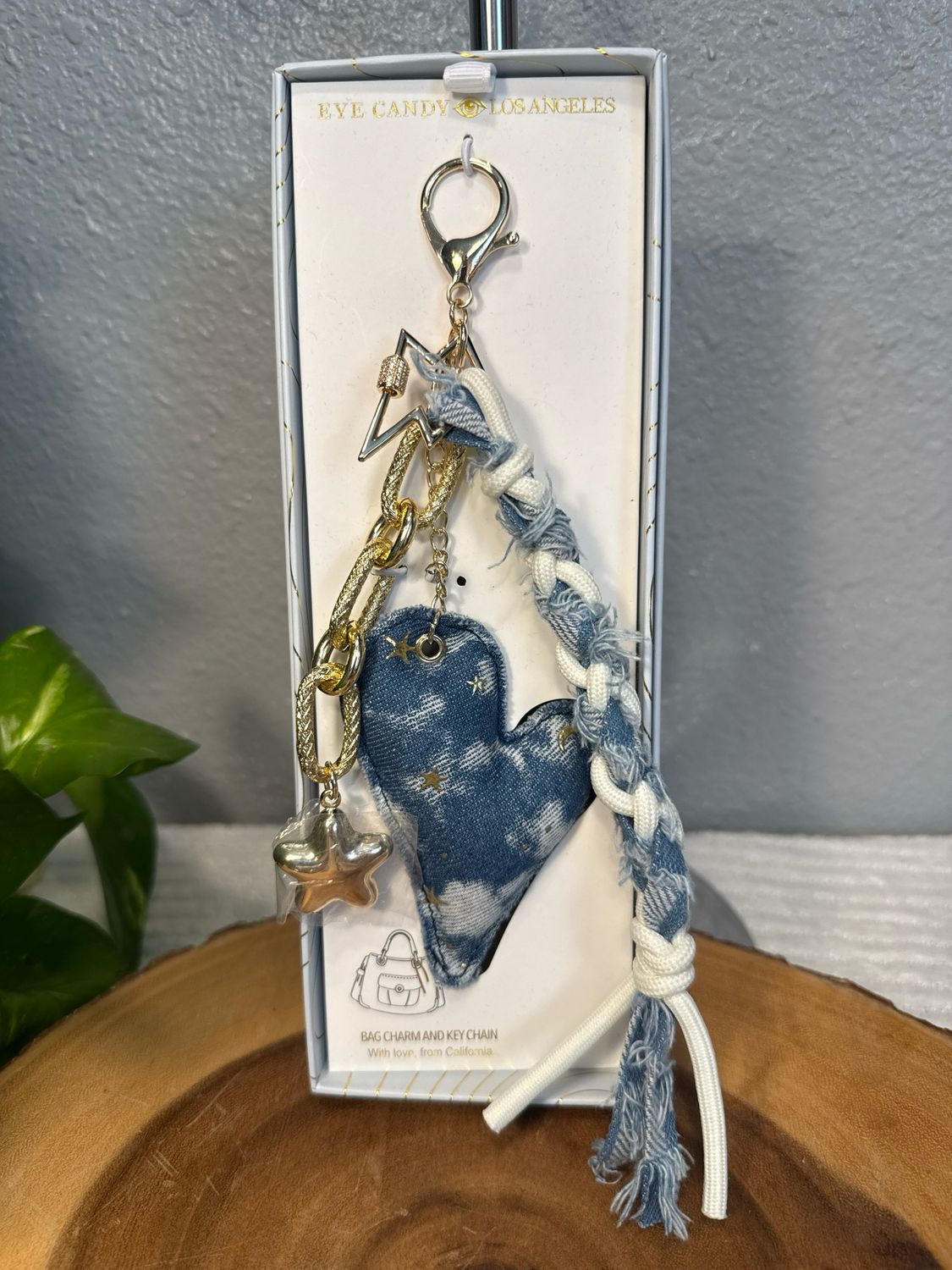 Eye Candy Los Angeles, Denim And Gold Tone Bag, Charm New Inbox