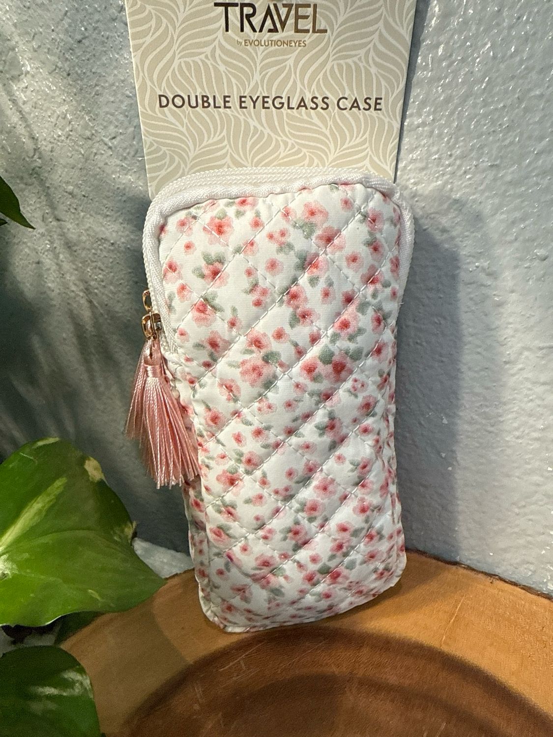Evolutioneyes Brand Pink Florette Quilted Cotton Double Eyeglass Case NWT
