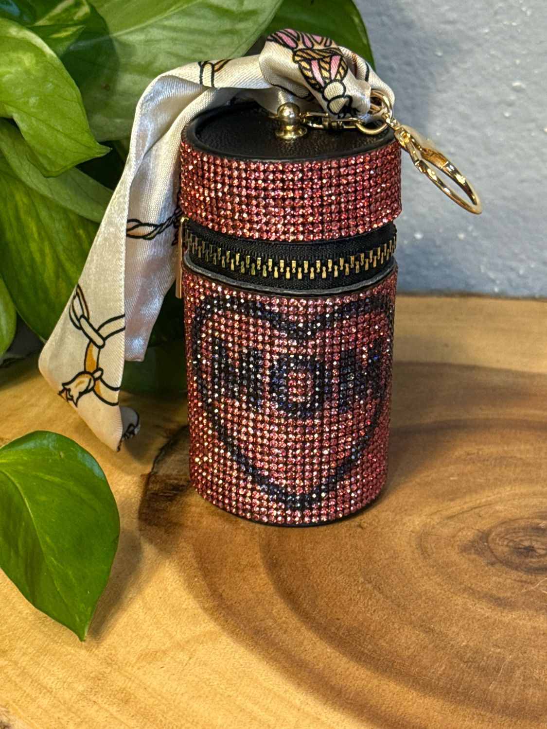 Mom Coral Rhinestone, Zipper Pouch, Bag, Charm NWOT