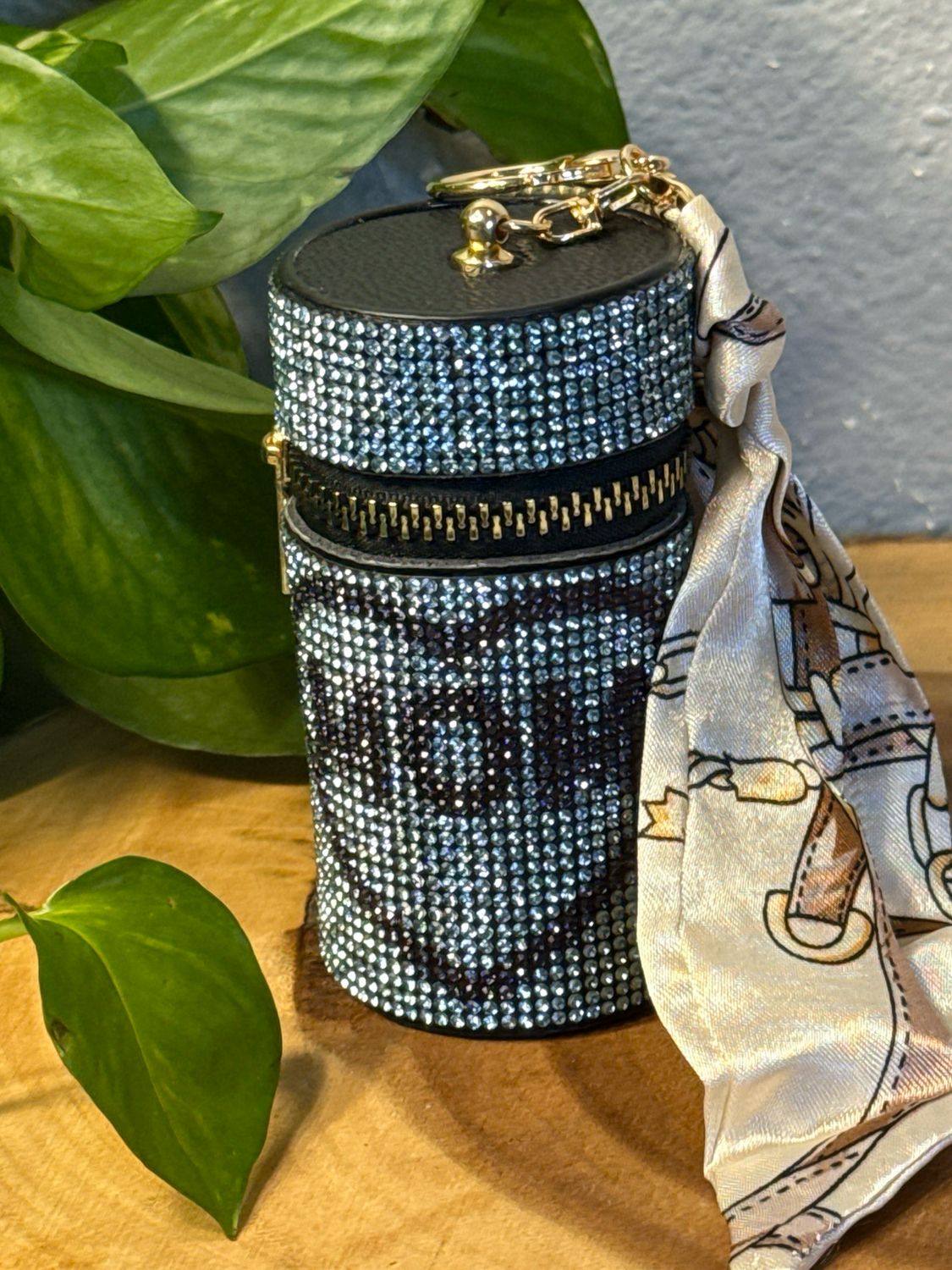 Mom Baby Blue Rhinestone, Zipper Purse, Charm NWOT