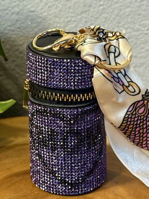 Mom Purple Rhinestone, Zipper Bag Charm NWOT