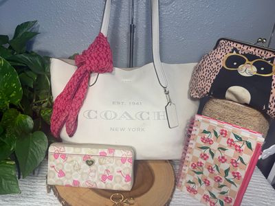 BUILD A BAG Coach Chalk Leather Tote Bundle