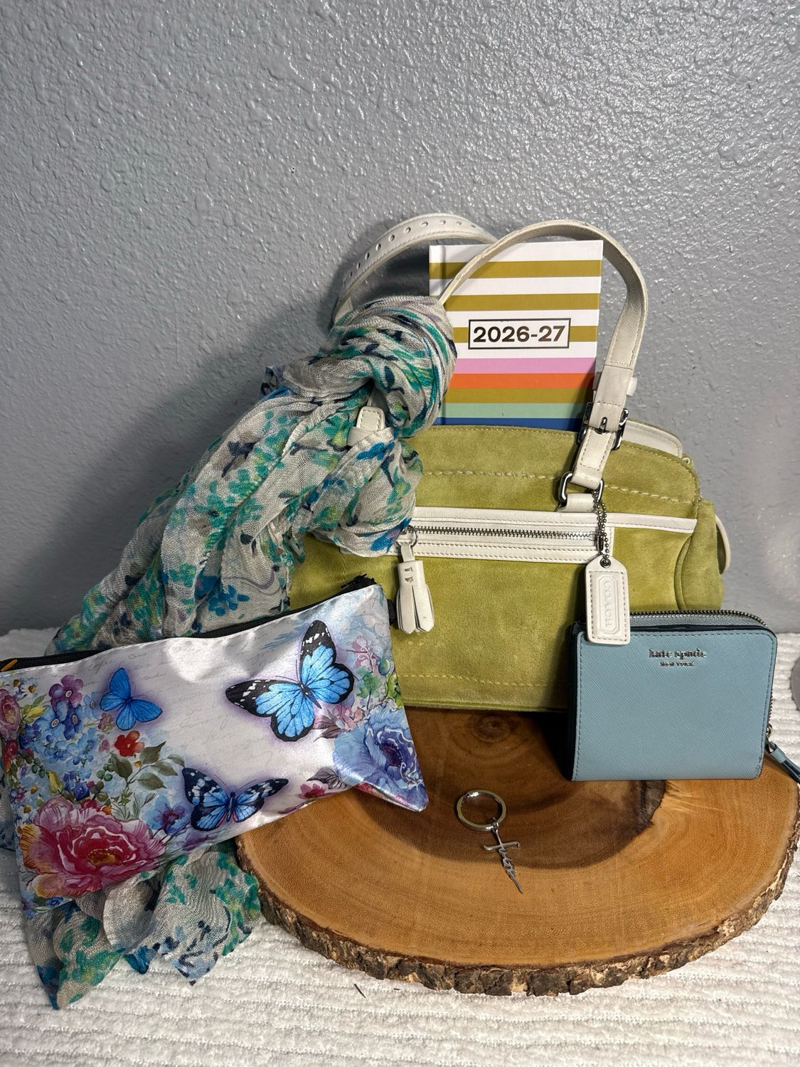 Very Rare Vintage Lime, Green Suede, Coach Handbag And Kate Spade Build A Bag Bundle
