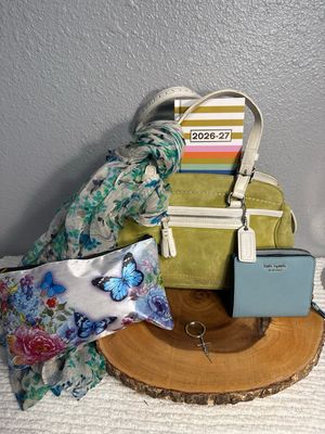 Very Rare Vintage Lime, Green Suede, Coach Handbag And Kate Spade Build A Bag Bundle