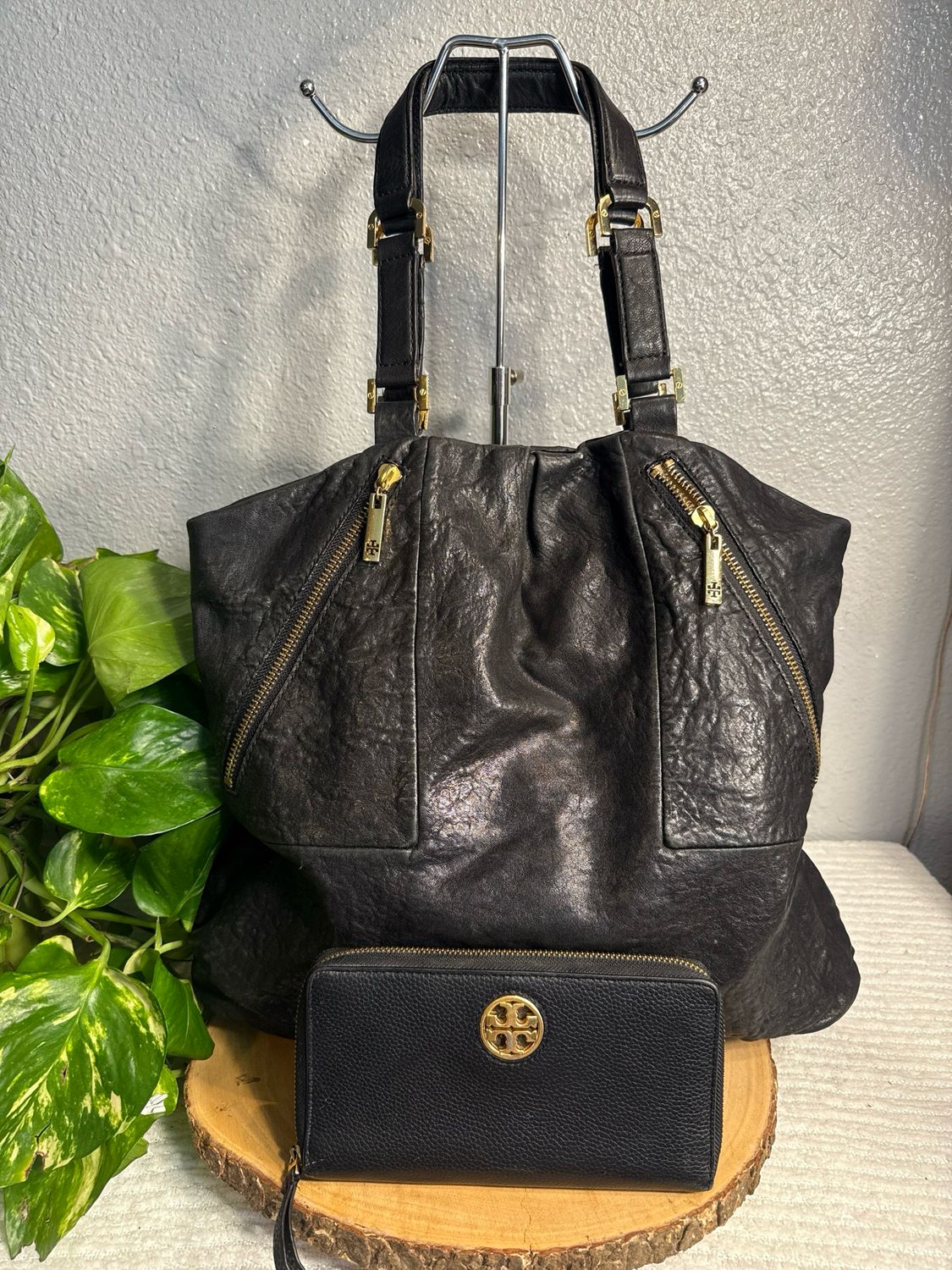 Tory Burch Black Leather Purse And Wallet Set Option 💥 Wallet Sold Separately