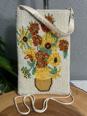 Bamboo Trading Company Beaded Floral Crossbody Clutch