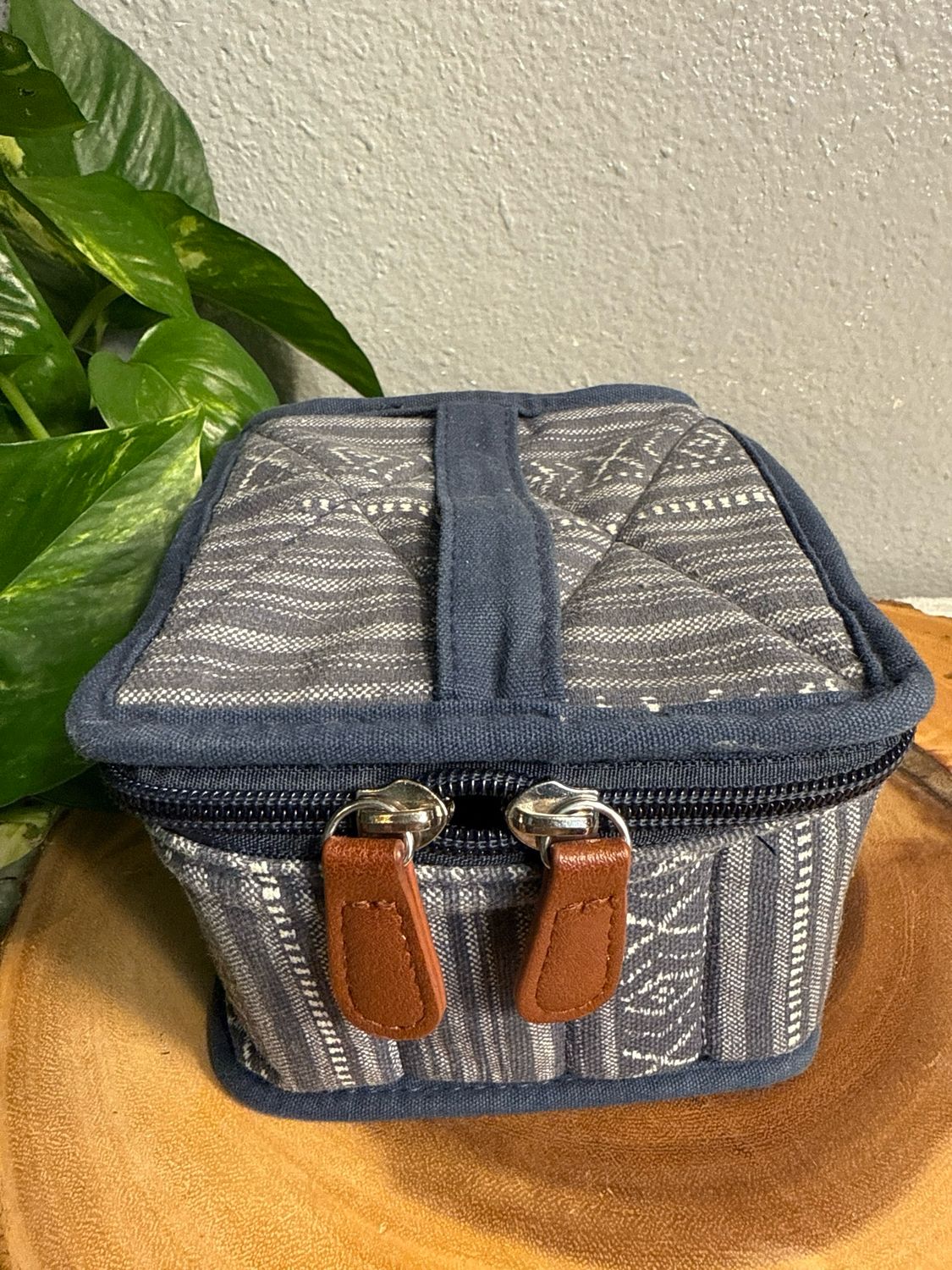 Unbranded Quilted Denim Travel padded Cube For Lipsticks, Nail Polish, Etc.