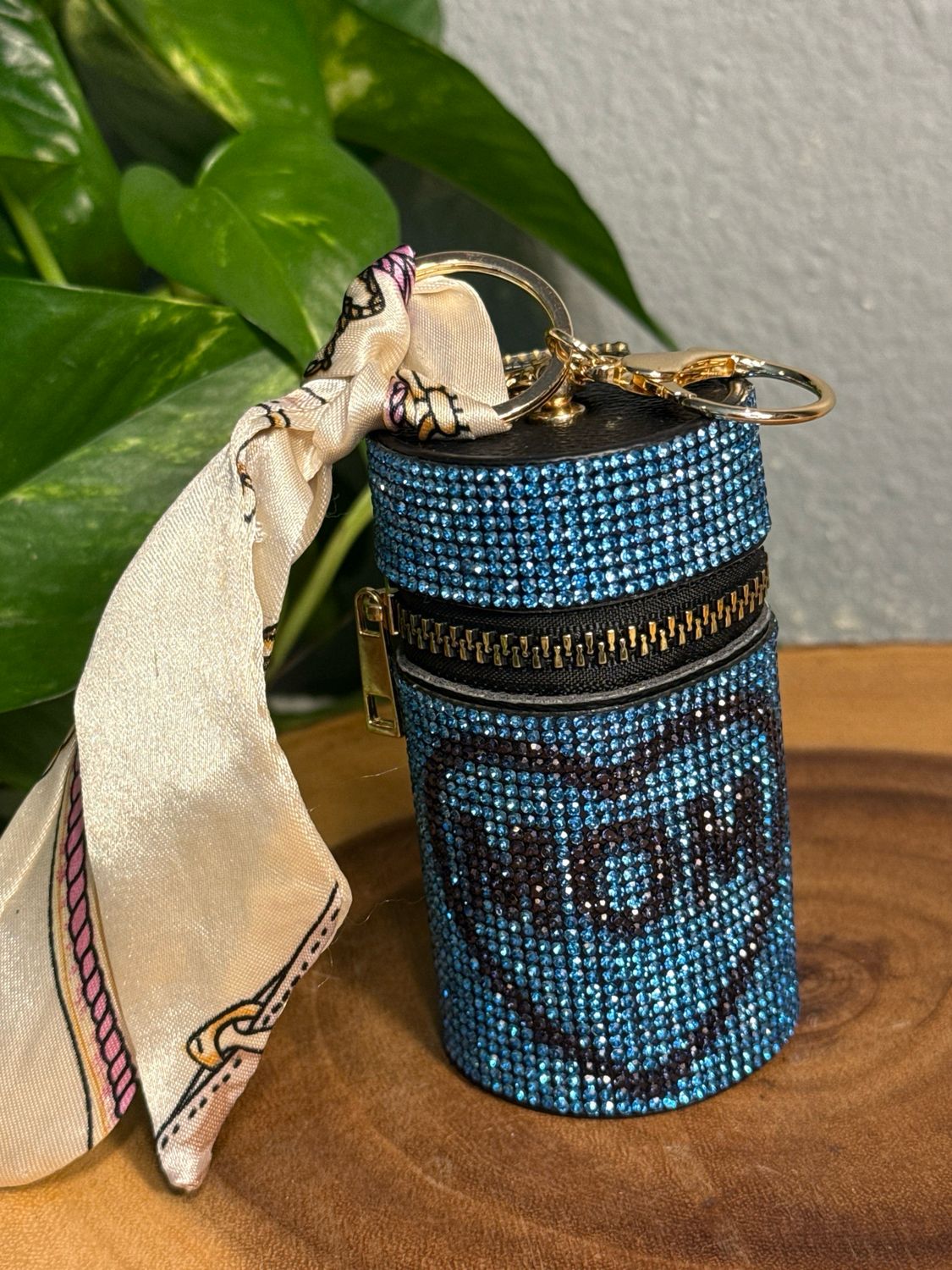 Mom, Cobalt, Blue Rhinestone Bag, Charm Zipper Pouch