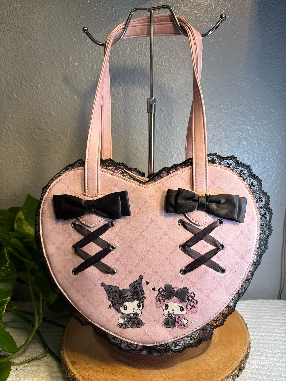 Her Universe My Melody, Kuromi Pink, Vegan Leather Corset Heart Shoulder Bag