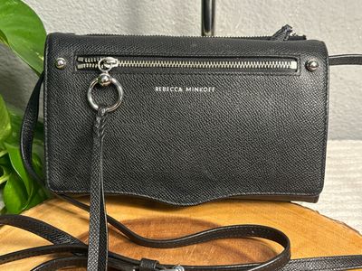 Rebecca Minkov Black Saviano Leather WOC Crossbody Bag LIKE NEW