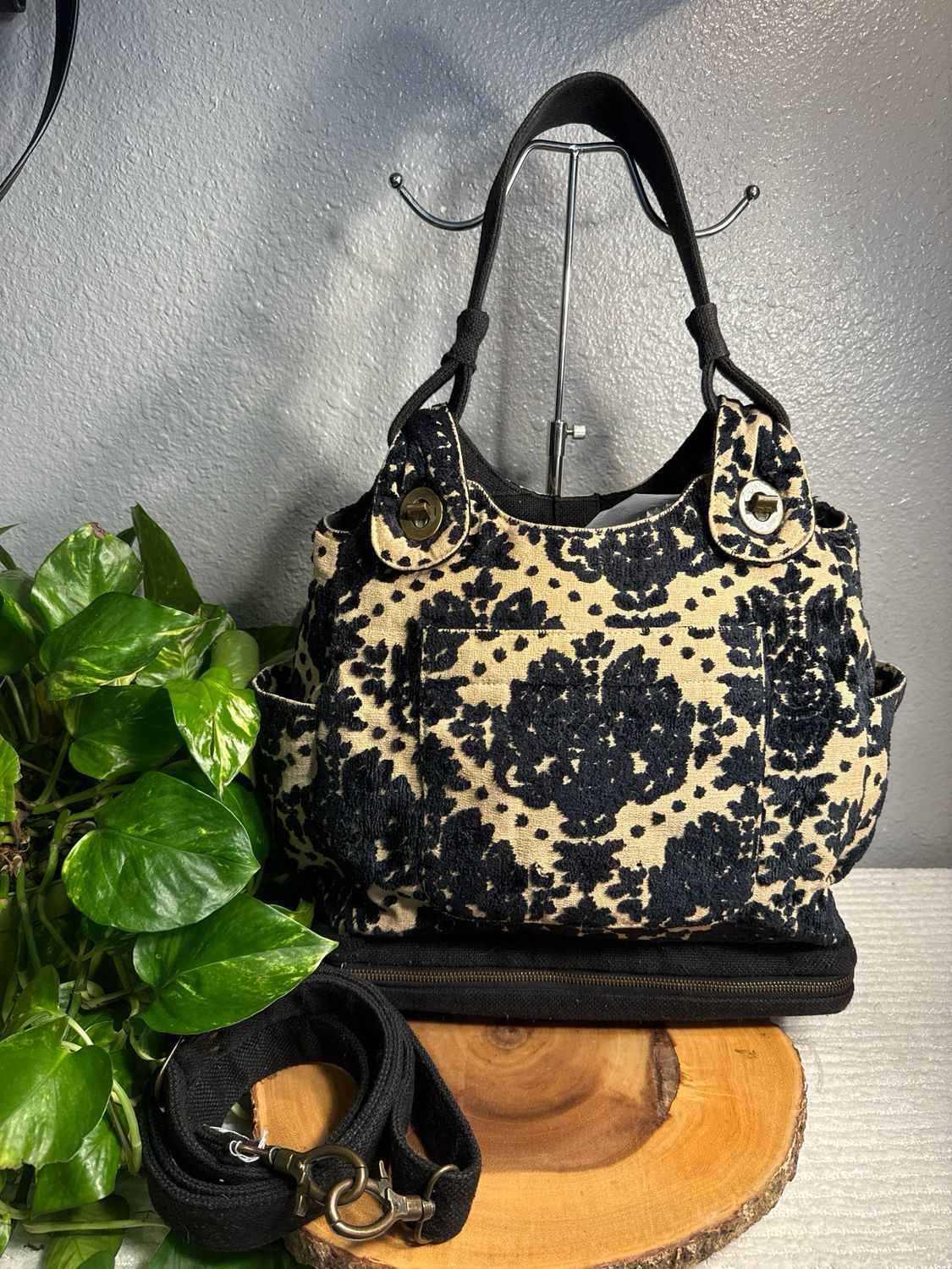 Cake By Petunia, Black And Beige Carpet Bag