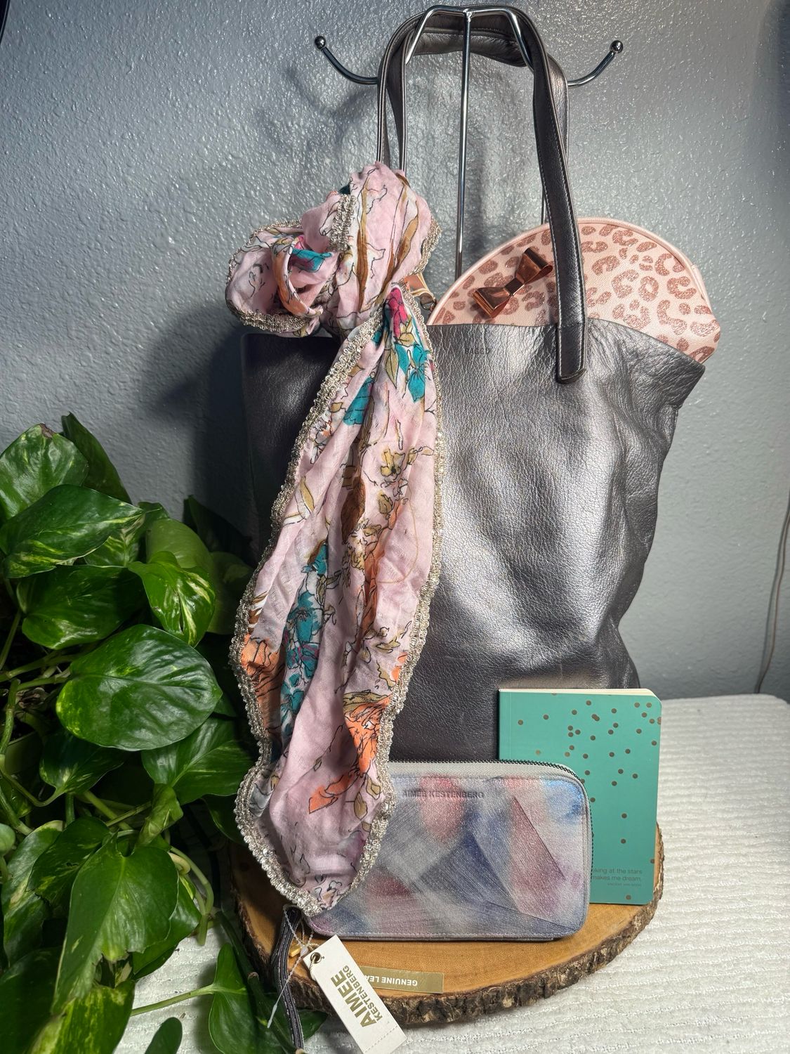 BUILD A BAG Extremely Rare And Highly Sought After Silver, Metallic, Leather BAGGU AND AMY KETTENBURG BUNDLE