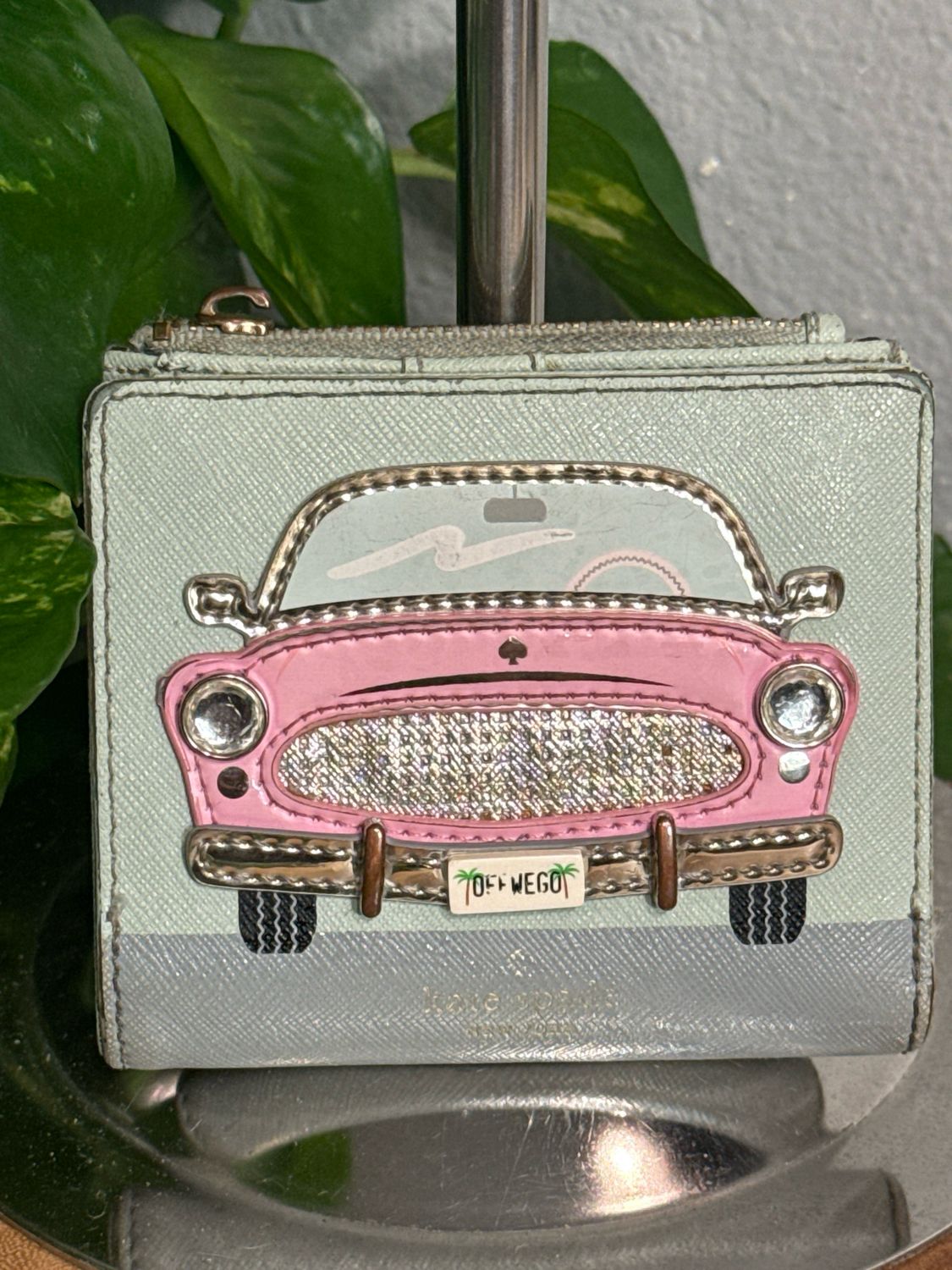 Kate Spade Saviano Leather Here We Go, Pink Cadillac Compact Wallet, Rare Find