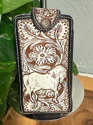 Unbranded Brown And White Leather Embossed Phone Case Will Fit Iphone 16 Pro Max