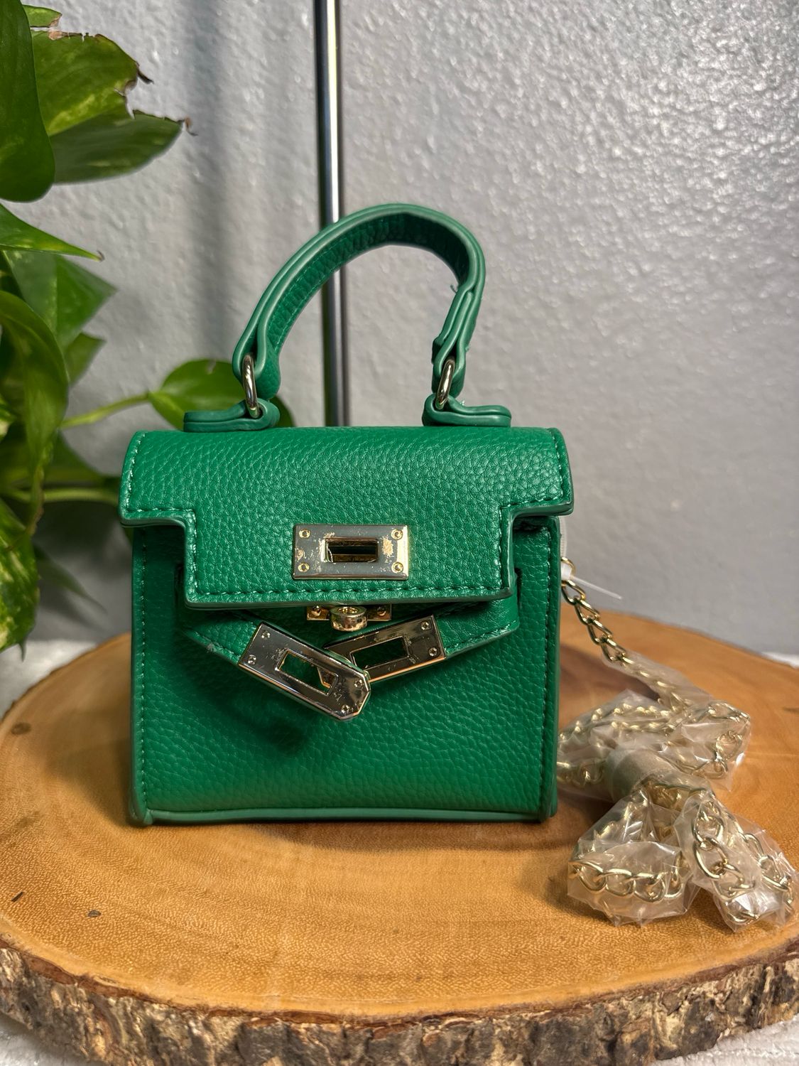 Like Dreams Green Pebbled, Vegan Leather, Micro, Birkin, Crossbody, Or Bag Charm NWOT