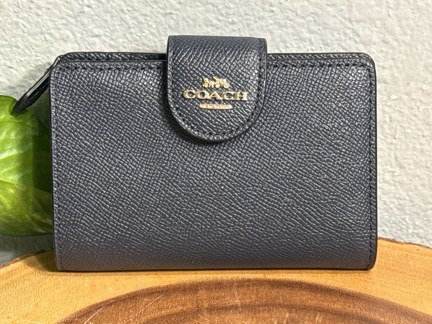 Coach Navy Pebbled Leather Wallet NWT