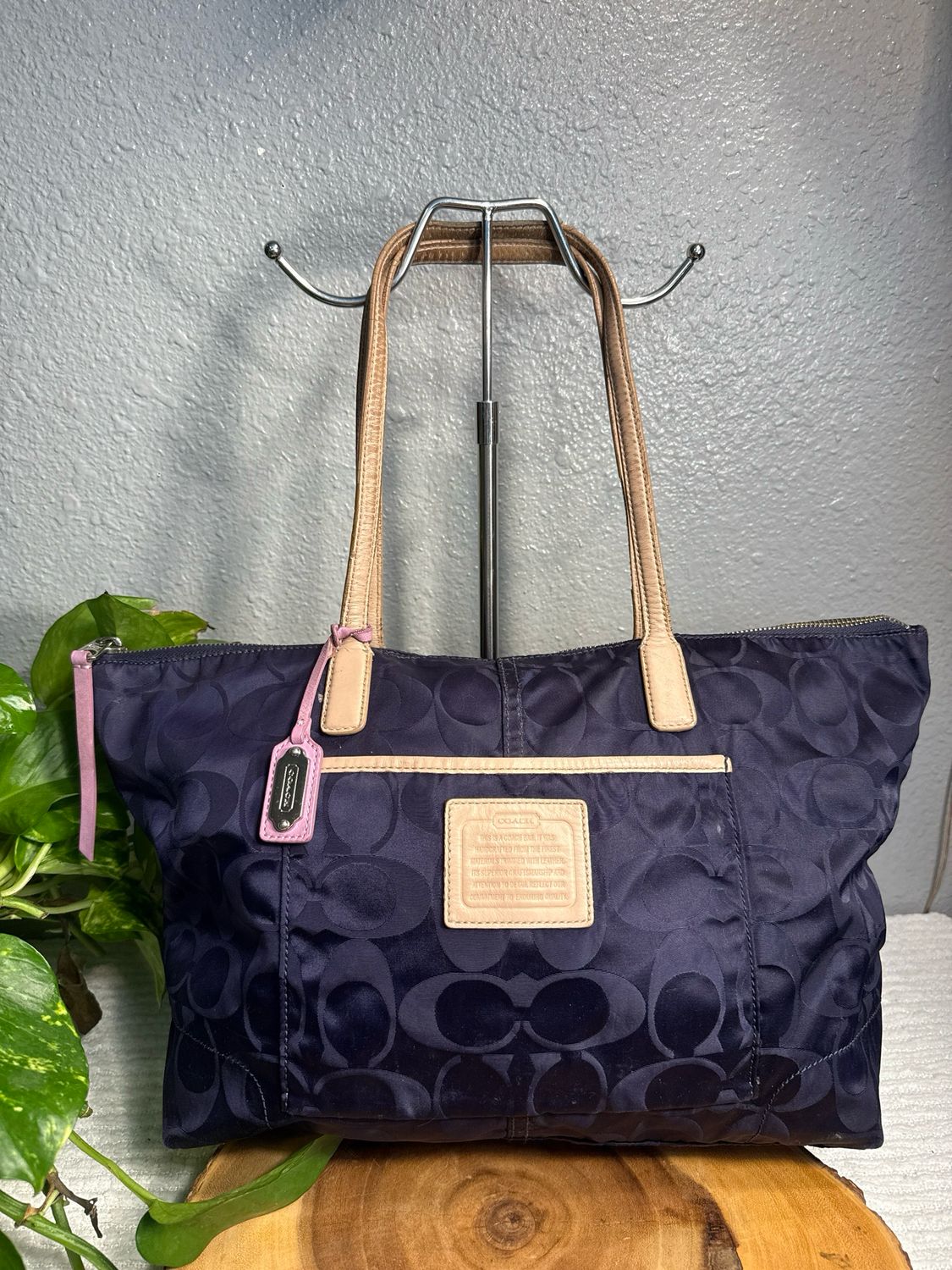 Coach Purple Sateen Signature Tote RARE FIND