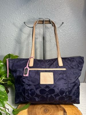 Coach Purple Sateen Signature Tote RARE FIND