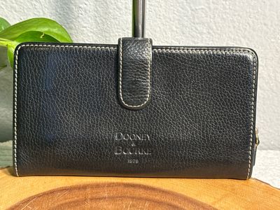 Dooney, &amp; Bourke, Black Pebbled Leather Wallet