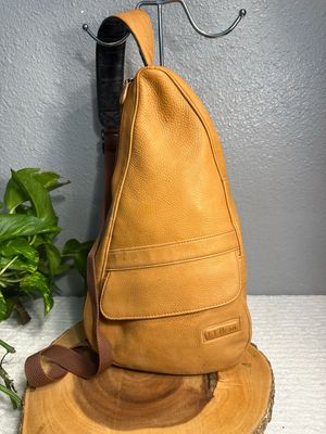 L.L.Bean Vintage Tan Leather Sling Bag RARE FIND