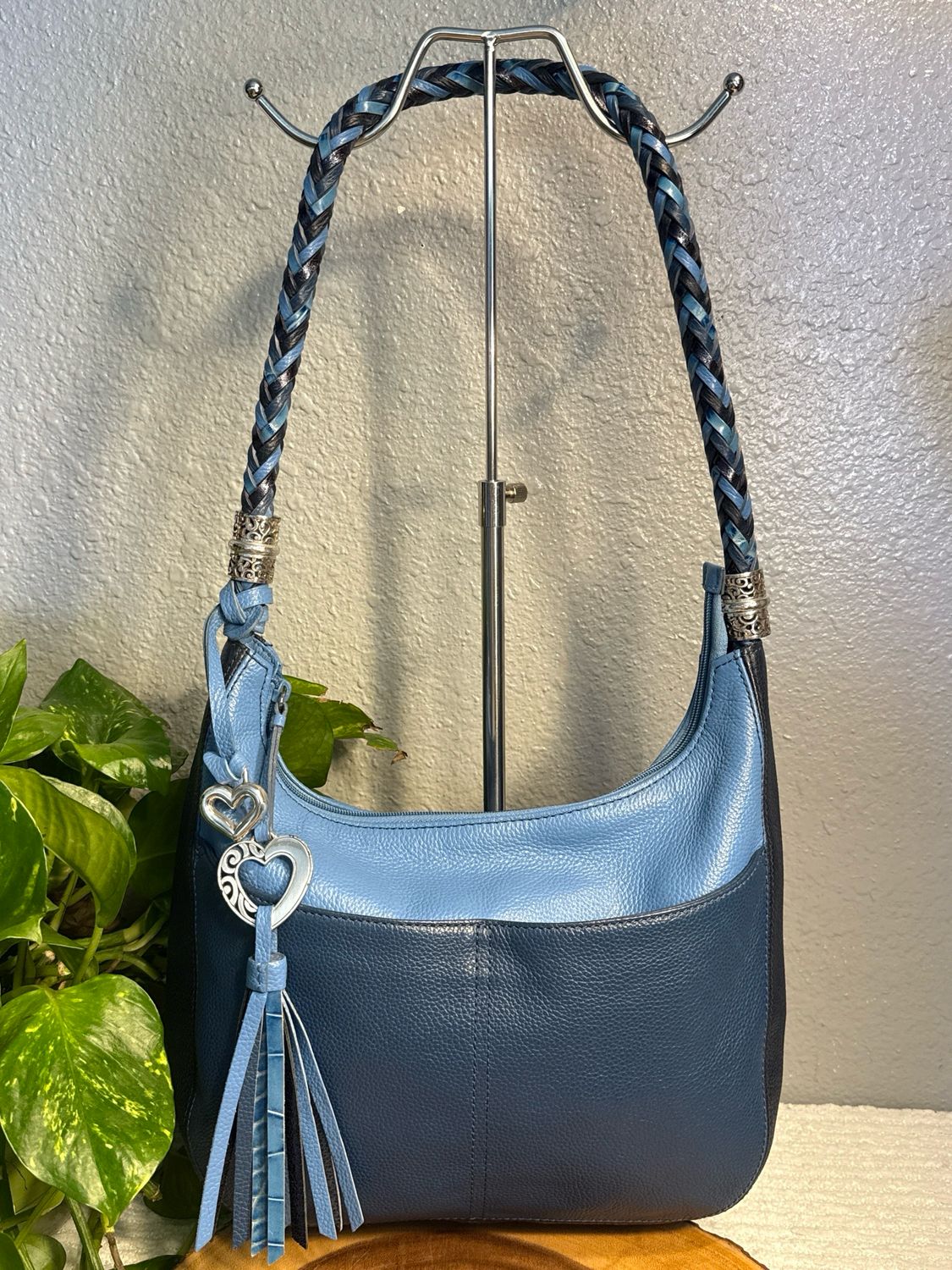 Brighton, Limited Edition, Blue Color Block, Pebbled, Leather Hobo Bag $$298 On Line