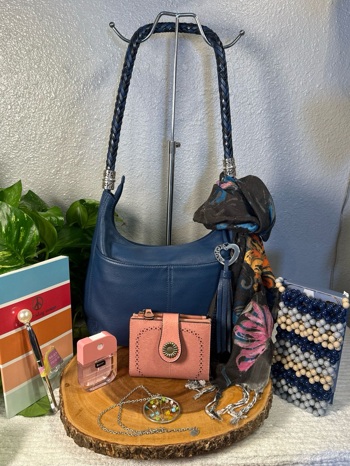 BUILD A BAG Brighton Limited, Edition “BLUE SKY” Leather Multi Pocket, Shoulder Bag Excellent Condition $290 Online