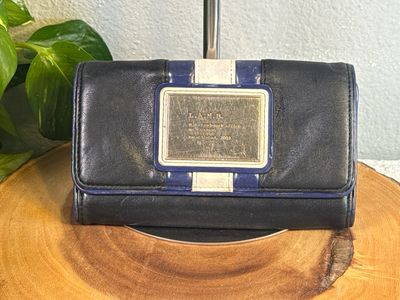 Gwenstefani L.A.M.B. Vintage Leather, Black And Navy Wallet.