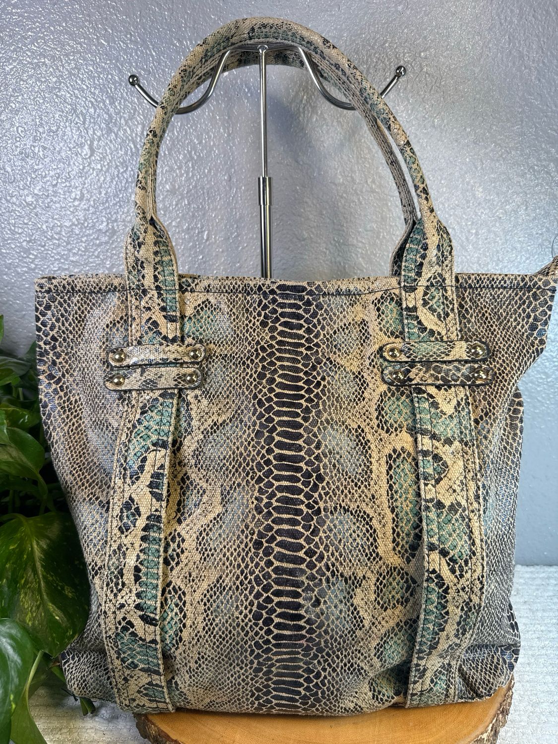 Python Embossed, Vegan Leather Feels Like Suede Tote