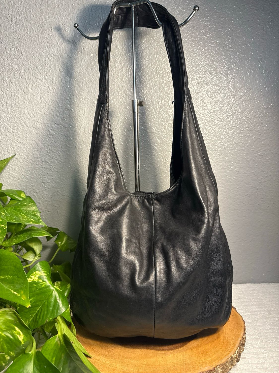 Sseko Black, Leather, Slouchy Hobo Bag