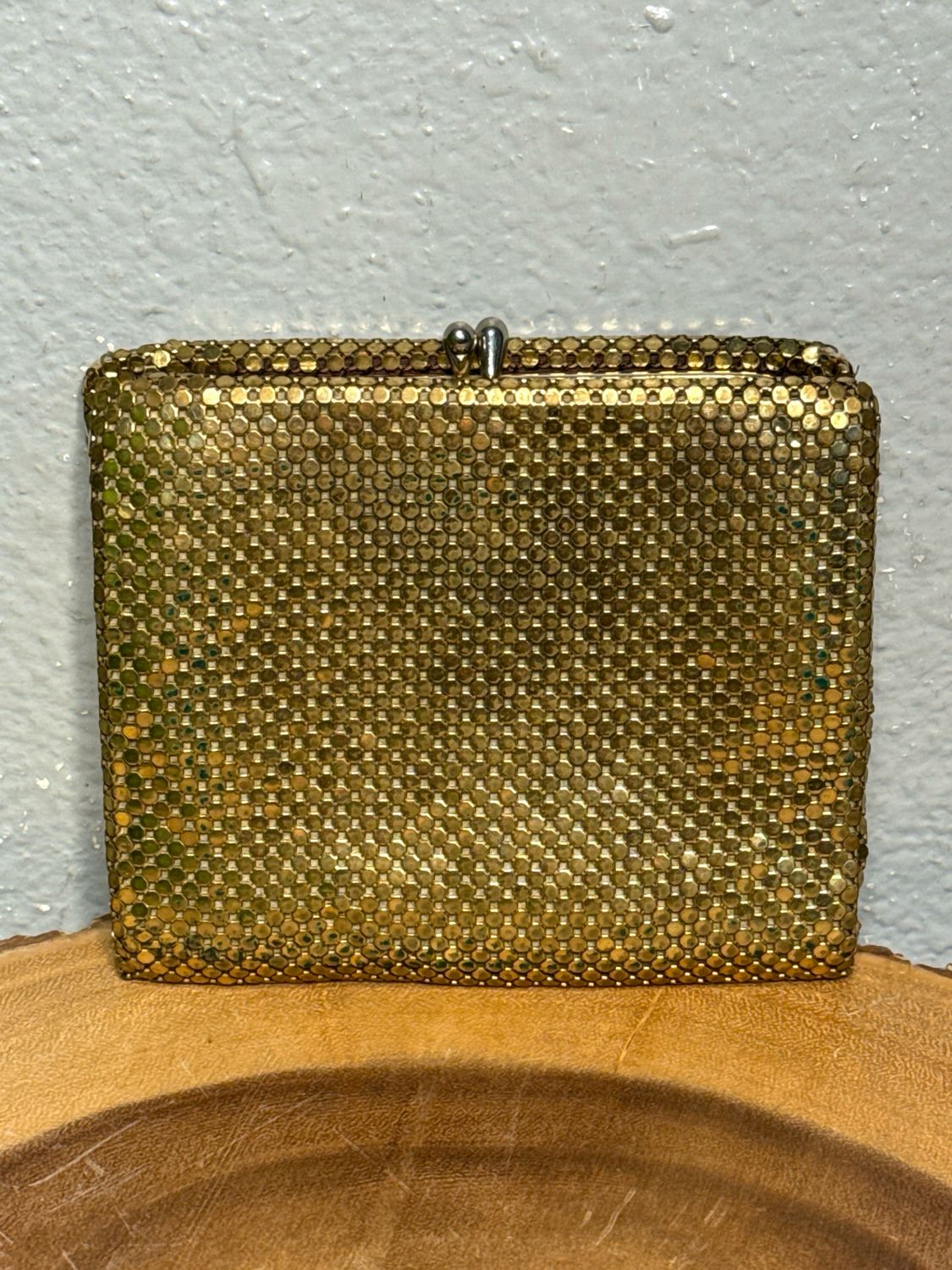 Vintage 1950S Golden Mesh Kiss Lock Wallet