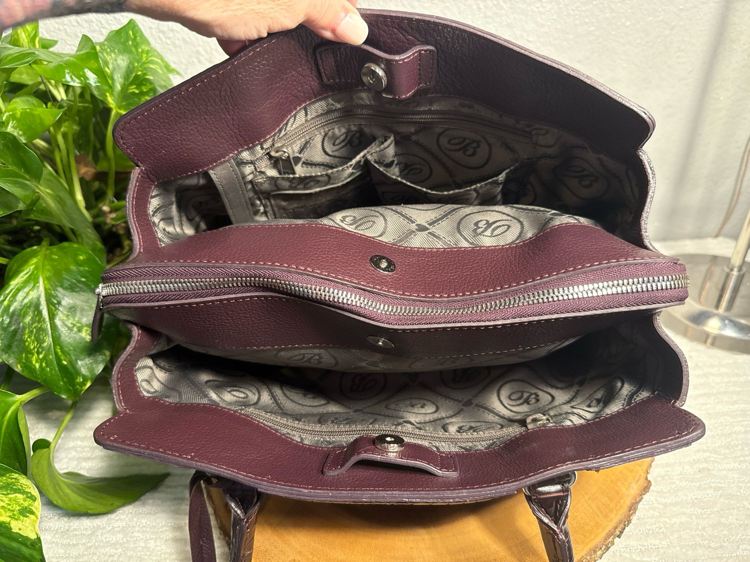 Brighton, Plum, Leather Medium Size Tote New Without Tags