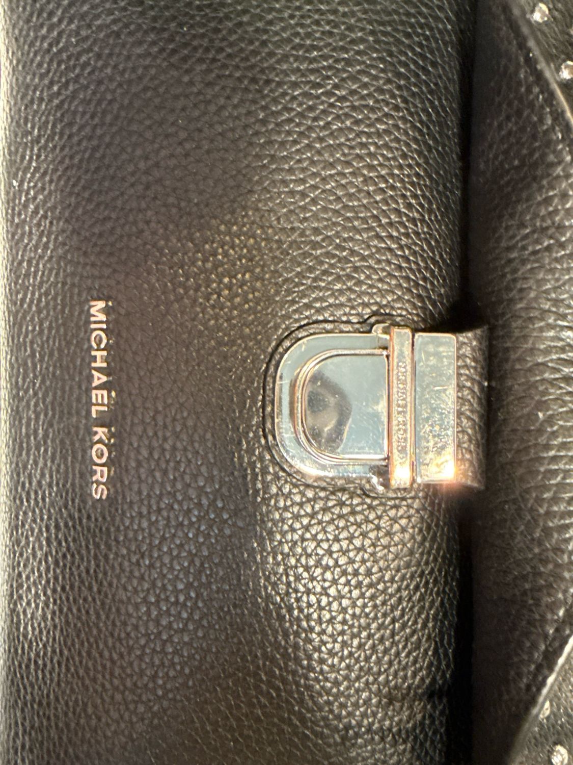 Michael Kors, Black Pebbled, Leather, Micro Studded Crossbody Handbag Like New