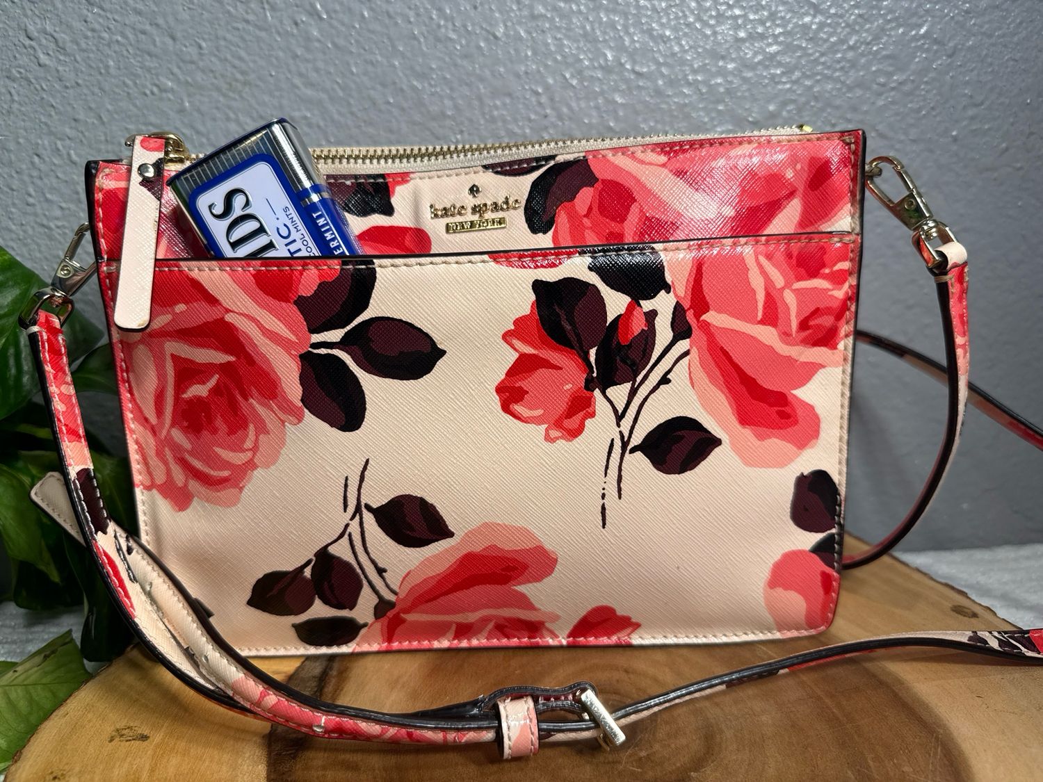 Kate Spade Ivory And Pink Rose Crossbody Bag New Without Tags