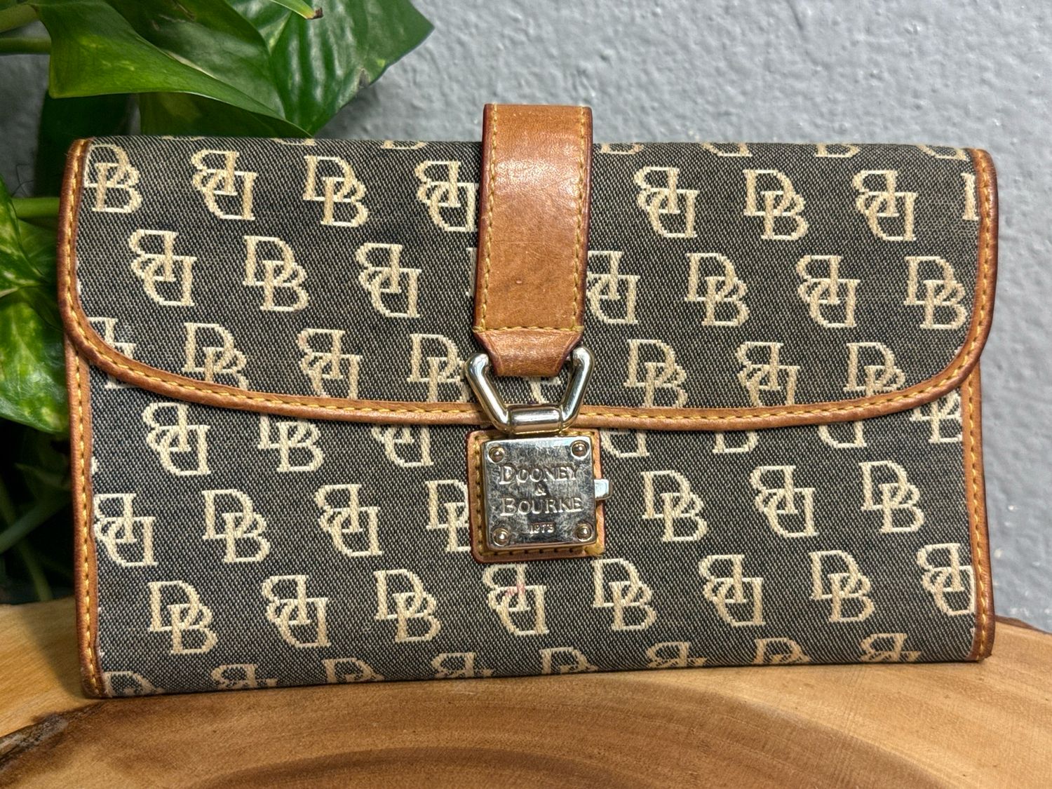 Dooney, &amp; Bourke Vintage Jacard And Leather Trim Wallet