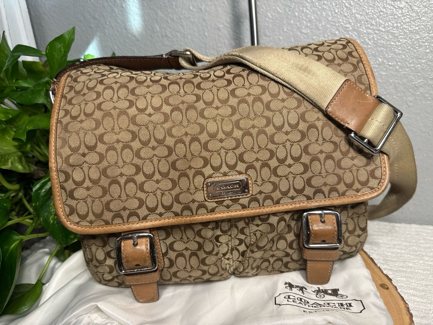 Coach Vintage Mini Signature Messenger Crossbody Bag Well Loved