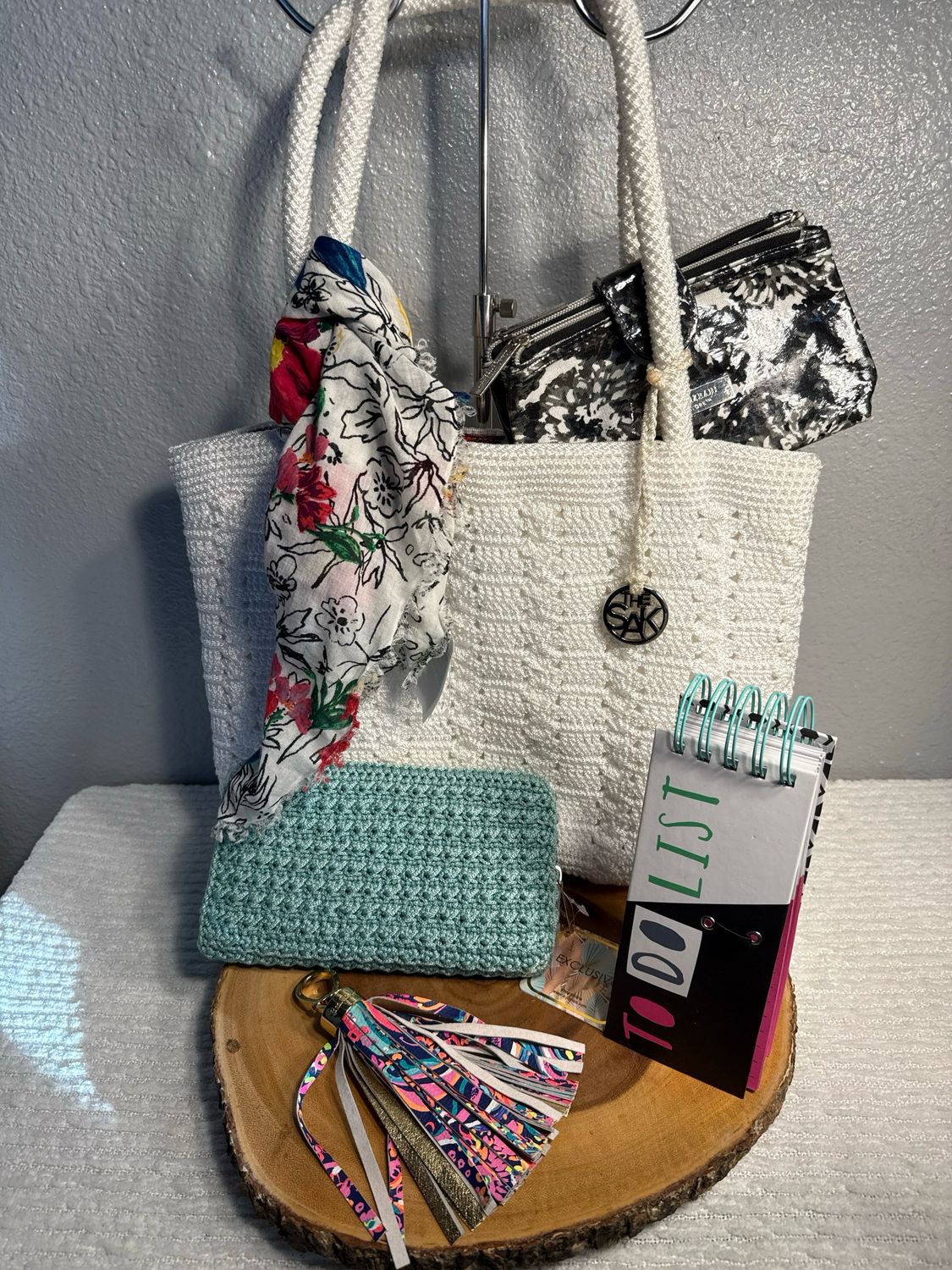 Build A Bag THE SAK White Crocheted Tote Bundle