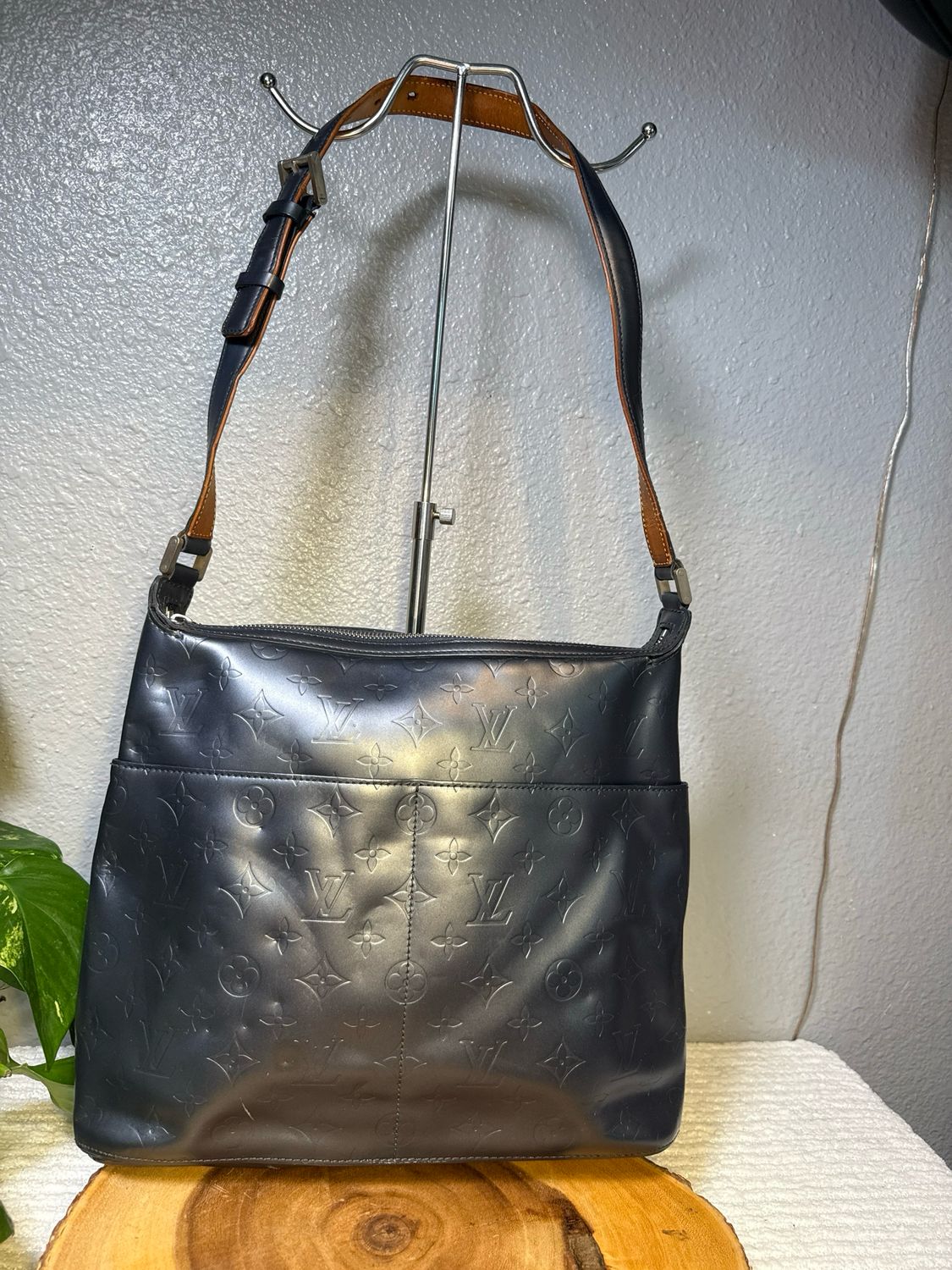 Louis Vuitton 2003 Authentic Mat SUTTER Emptente Graphite Leather Shoulder Bag FROM MY COLLECTION