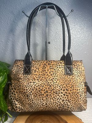 Unbranded, Leopard, Nylon And Black Vegan Leather Trim, Multi Pocket Shoulder Bag New Without Tags