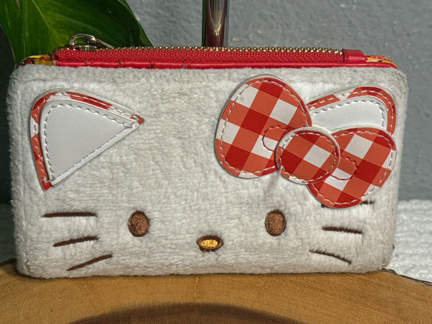 Lounge Fly, Hello Kitty, Red And White Check Wallet