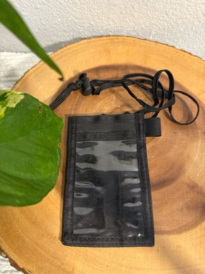 Black Nylon Id Credit Card And Coin Pouch Lanyard New Without Tags