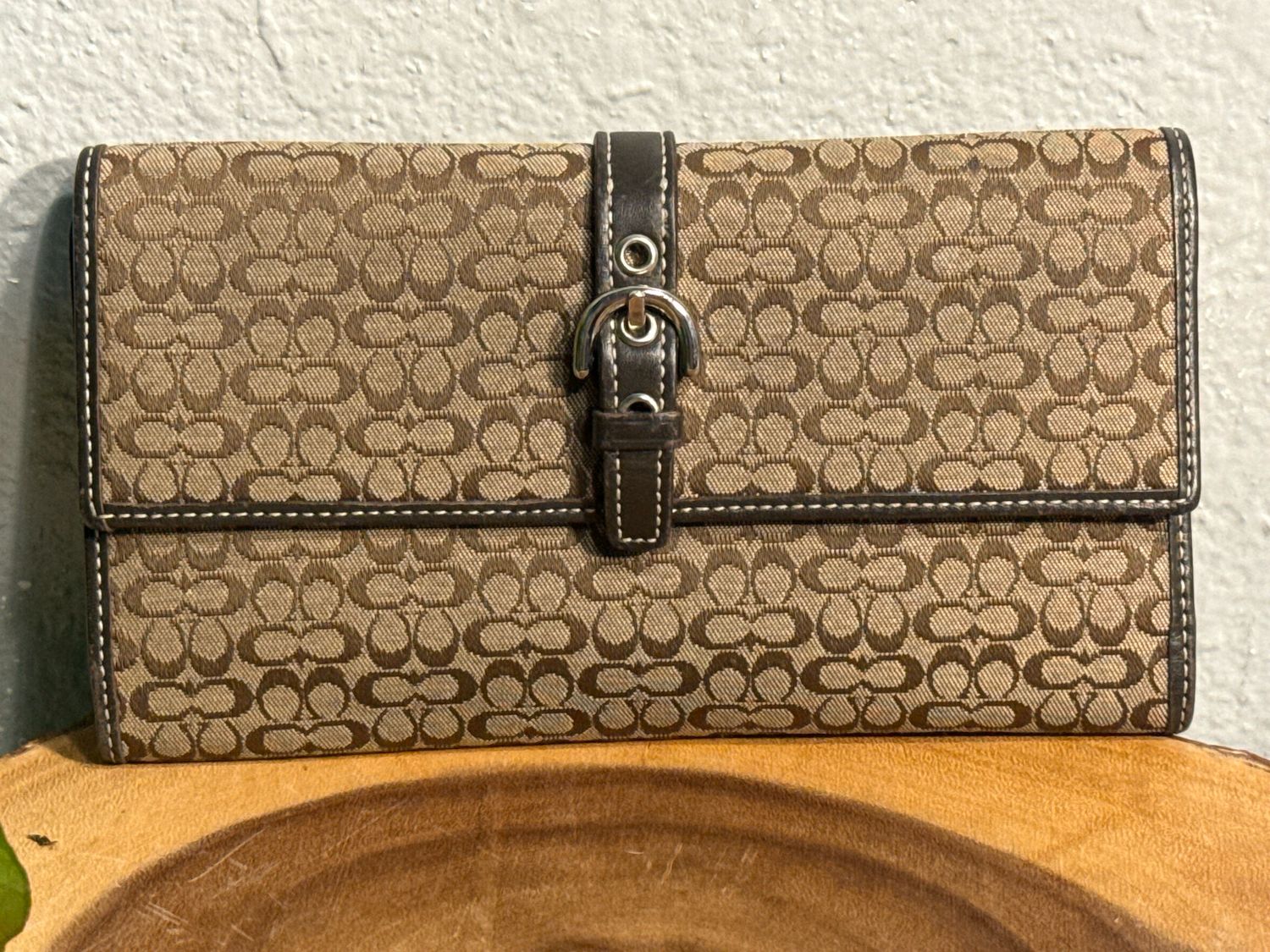 Coach Vintage Brown Jacquard Mini C Signature Full Size Wallet