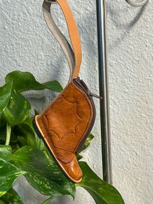 Vintage Brown, Leather Coin, Purse, Cowboy Boot Wristlet