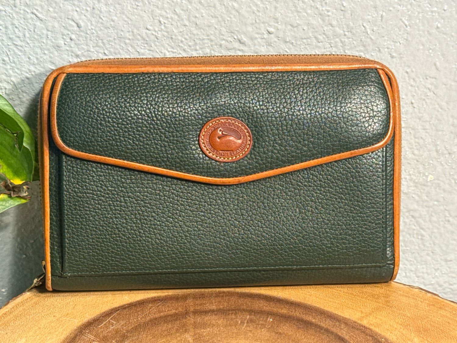 Dooney &amp; Bourke Emerald Green Pebbled Leather Wallet/Crossbody No Strap Included
