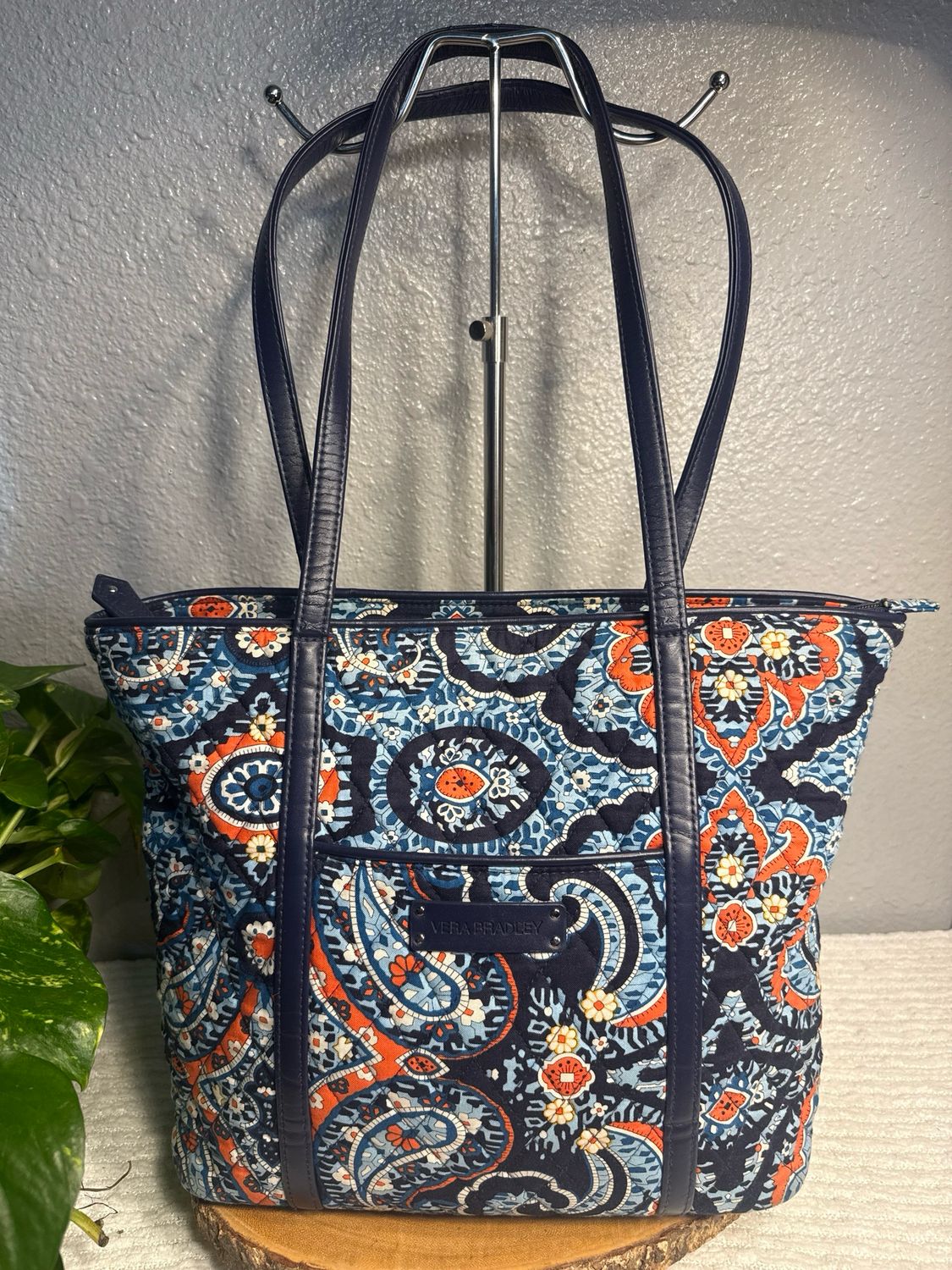 Vera Bradley, blue and coral Paisley, tote bag, newer style