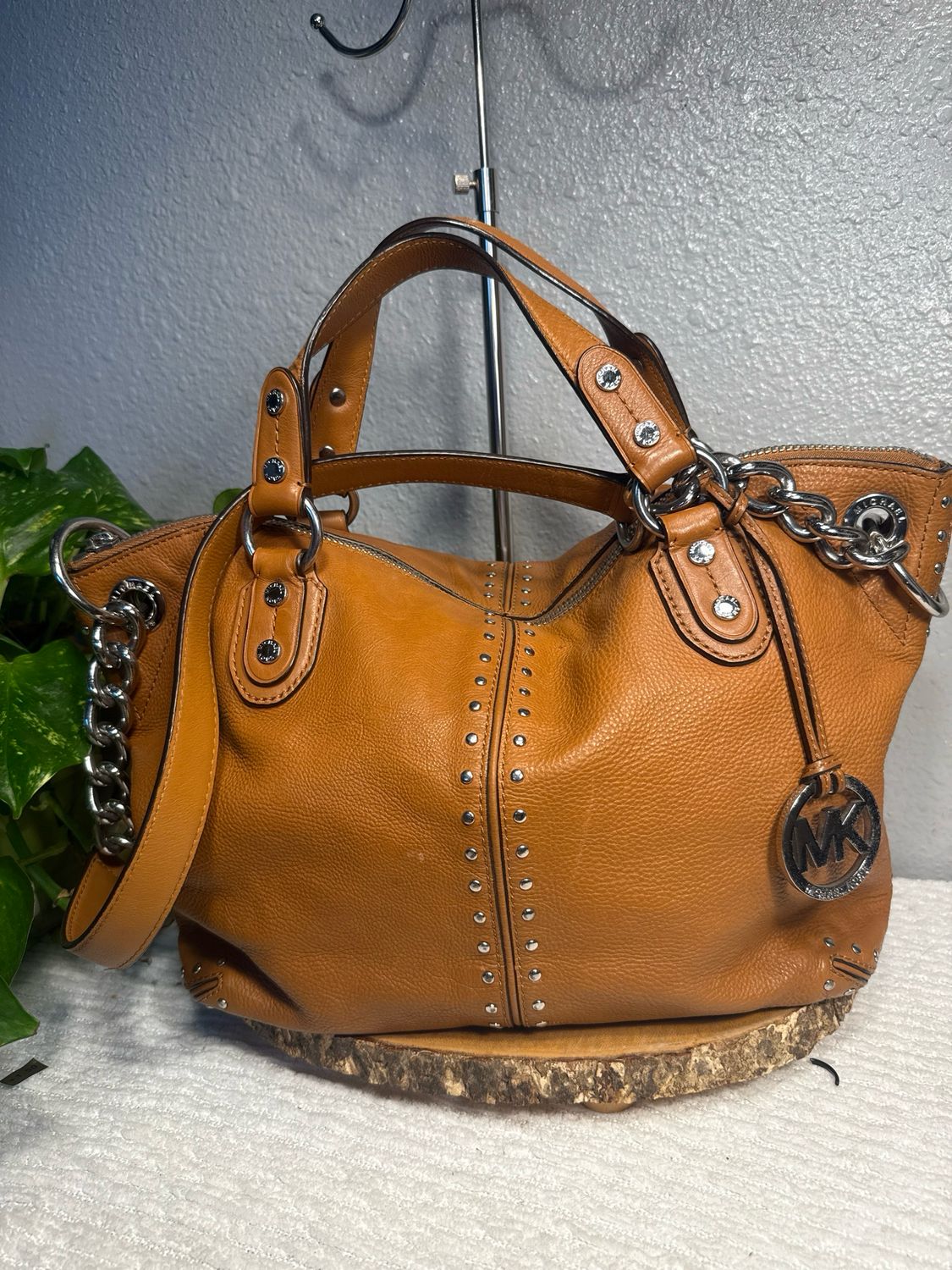 Michael Kors Vintage Brown Leather ASTOR Satchel $190 On Ebay ZIPPER NEEDS REPAIR
