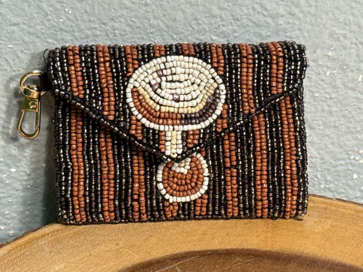 Made In India, Beaded Espresso, Martini Pouch keychain, or bag, charm New Without Tags