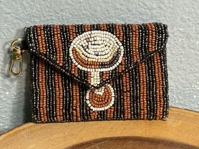 Made In India, Beaded Espresso, Martini Pouch keychain, or bag, charm New Without Tags